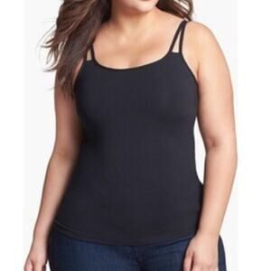 Amoena Valetta black tank top shelf bra padded cami medium mastectomy